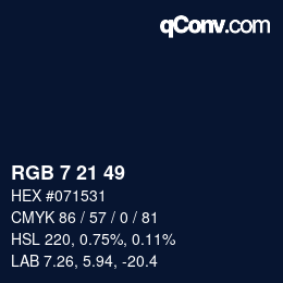 Color code: RGB 7 21 49 | qconv.com
