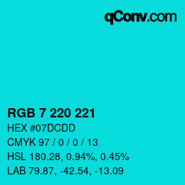 Color code: RGB 7 220 221 | qconv.com