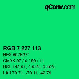 Color code: RGB 7 227 113 | qconv.com