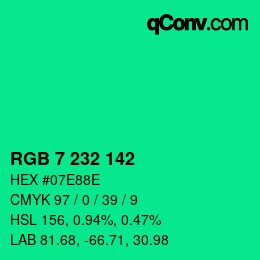 Color code: RGB 7 232 142 | qconv.com