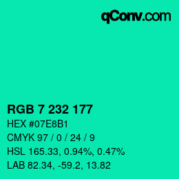 Color code: RGB 7 232 177 | qconv.com