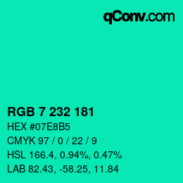 Color code: RGB 7 232 181 | qconv.com