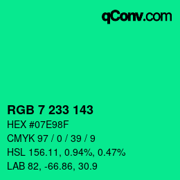 Color code: RGB 7 233 143 | qconv.com