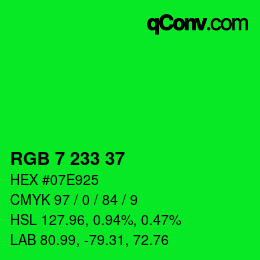 Color code: RGB 7 233 37 | qconv.com