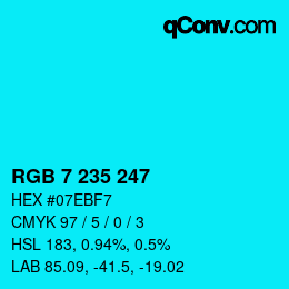 Color code: RGB 7 235 247 | qconv.com