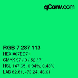 Color code: RGB 7 237 113 | qconv.com