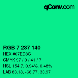 Color code: RGB 7 237 140 | qconv.com