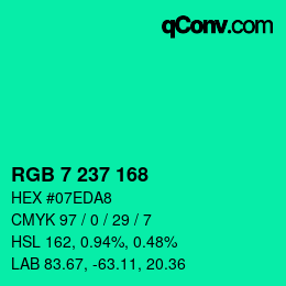 Color code: RGB 7 237 168 | qconv.com