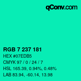 カラーコード: RGB 7 237 181 | qconv.com