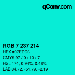 颜色代码: RGB 7 237 214 | qconv.com