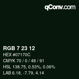 Color code: RGB 7 23 12 | qconv.com