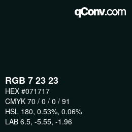カラーコード: RGB 7 23 23 | qconv.com