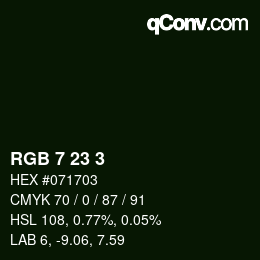 Farbcode: RGB 7 23 3 | qconv.com