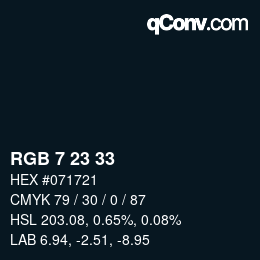 カラーコード: RGB 7 23 33 | qconv.com