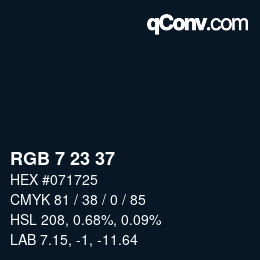 Color code: RGB 7 23 37 | qconv.com