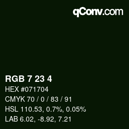Color code: RGB 7 23 4 | qconv.com