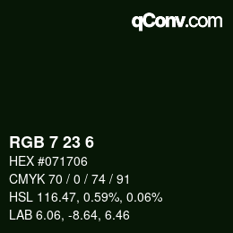 Color code: RGB 7 23 6 | qconv.com