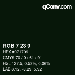 カラーコード: RGB 7 23 9 | qconv.com