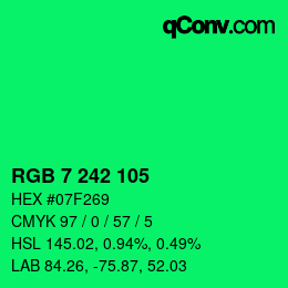 Color code: RGB 7 242 105 | qconv.com