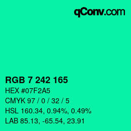カラーコード: RGB 7 242 165 | qconv.com