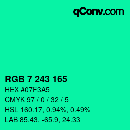 Color code: RGB 7 243 165 | qconv.com