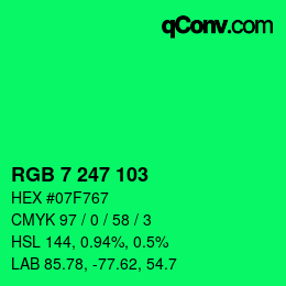 Color code: RGB 7 247 103 | qconv.com