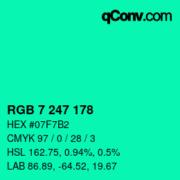 Color code: RGB 7 247 178 | qconv.com