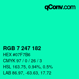Color code: RGB 7 247 182 | qconv.com