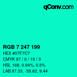 Color code: RGB 7 247 199 | qconv.com