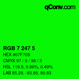 Color code: RGB 7 247 5 | qconv.com