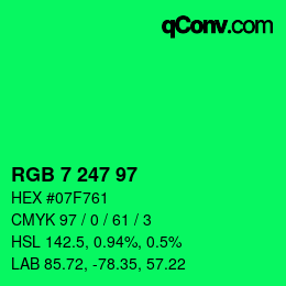 Color code: RGB 7 247 97 | qconv.com
