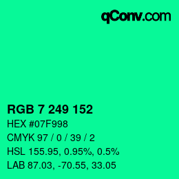 Color code: RGB 7 249 152 | qconv.com