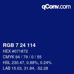 Color code: RGB 7 24 114 | qconv.com