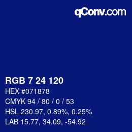 Color code: RGB 7 24 120 | qconv.com