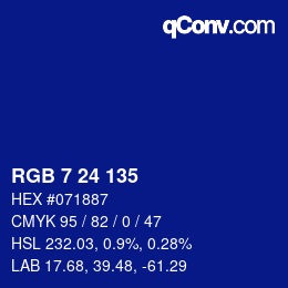 Color code: RGB 7 24 135 | qconv.com