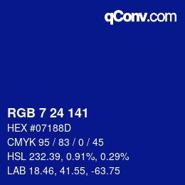 颜色代码: RGB 7 24 141 | qconv.com
