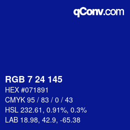 Color code: RGB 7 24 145 | qconv.com