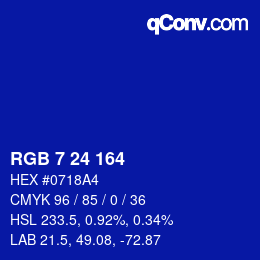 カラーコード: RGB 7 24 164 | qconv.com