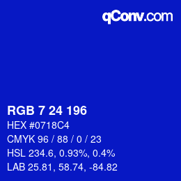 カラーコード: RGB 7 24 196 | qconv.com