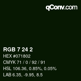颜色代码: RGB 7 24 2 | qconv.com