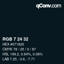 カラーコード: RGB 7 24 32 | qconv.com