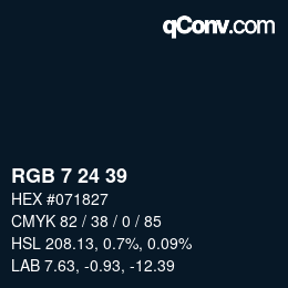 颜色代码: RGB 7 24 39 | qconv.com