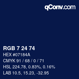 カラーコード: RGB 7 24 74 | qconv.com