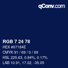 カラーコード: RGB 7 24 78 | qconv.com