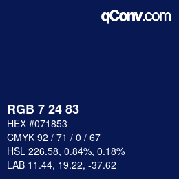 カラーコード: RGB 7 24 83 | qconv.com