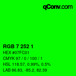Color code: RGB 7 252 1 | qconv.com