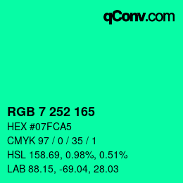 Color code: RGB 7 252 165 | qconv.com