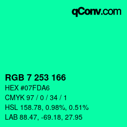 Color code: RGB 7 253 166 | qconv.com