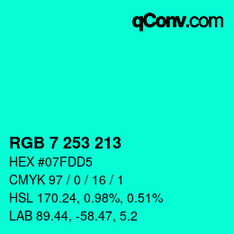Color code: RGB 7 253 213 | qconv.com