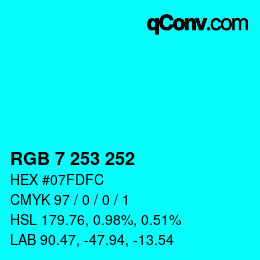 Color code: RGB 7 253 252 | qconv.com